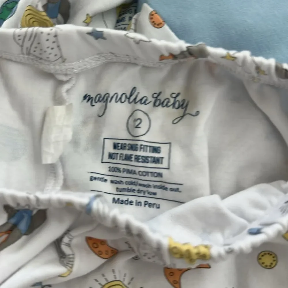 Magnolia White and Blue Pajama Sets with Space-Themed Design